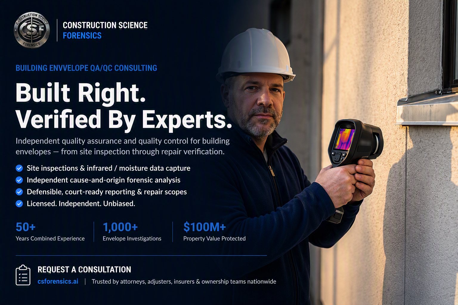 Built right, verified by experts — building envelope QA/QC consulting.