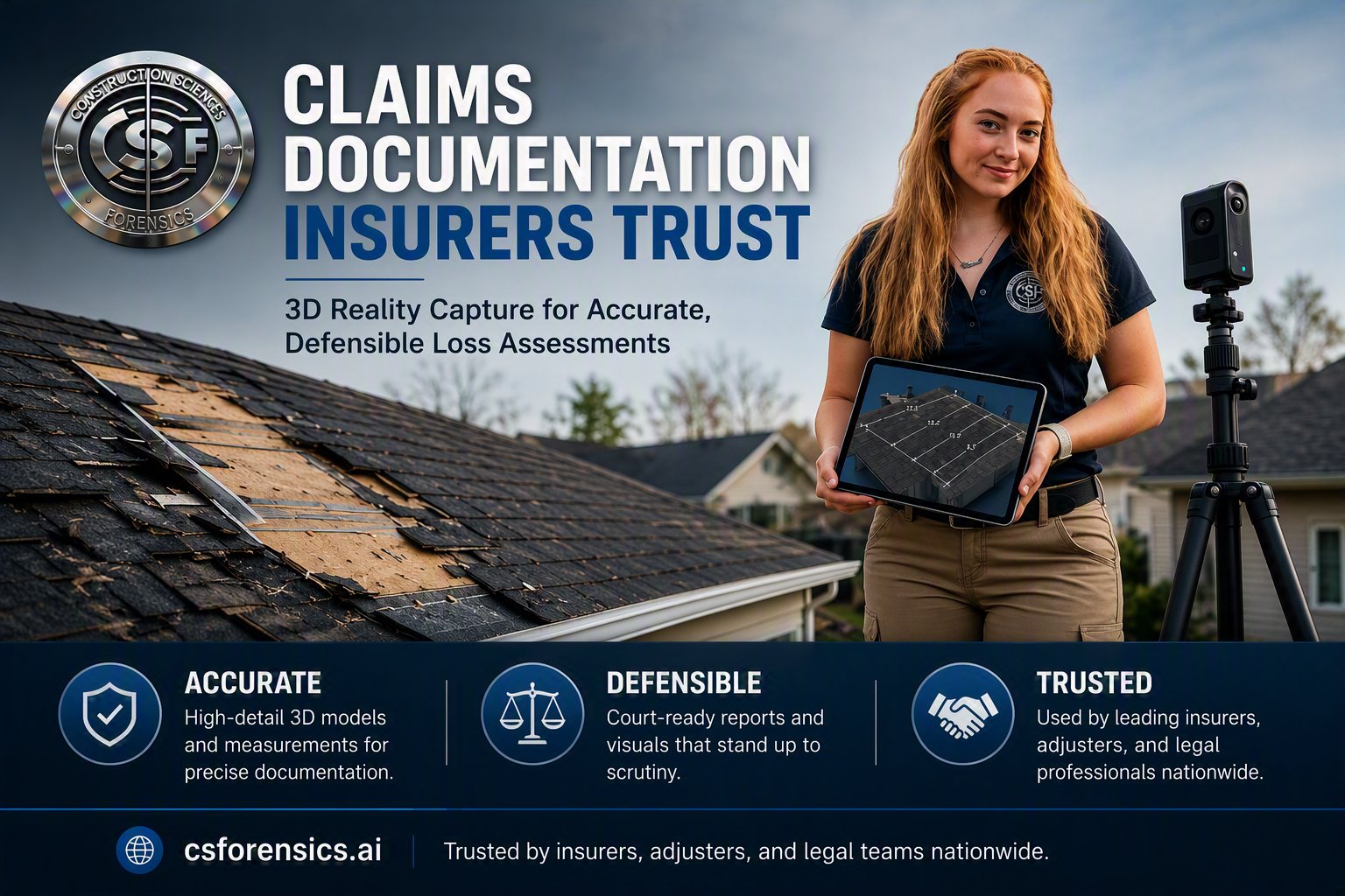 Claims documentation insurers trust — 3D reality capture for accurate, defensible loss assessments.