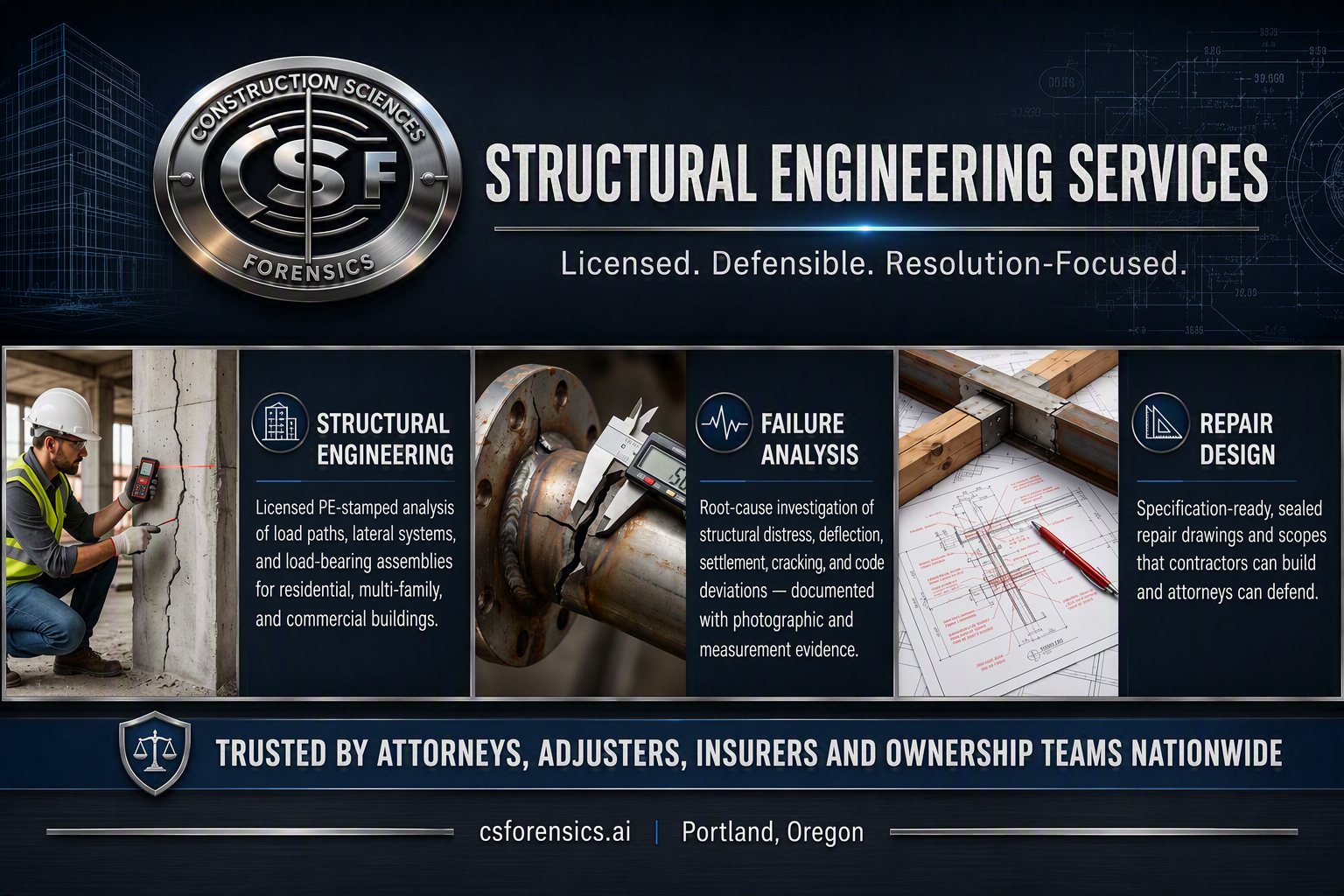 Structural engineering services — licensed, defensible, resolution-focused.